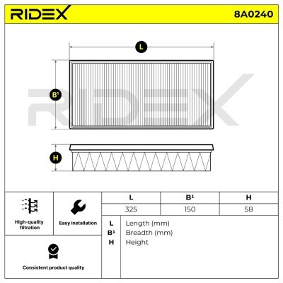Air Filter RIDEX 8A0240 8A0240 - photo 4
