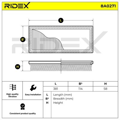 Air Filter RIDEX 8A0271 8A0271 - photo 6