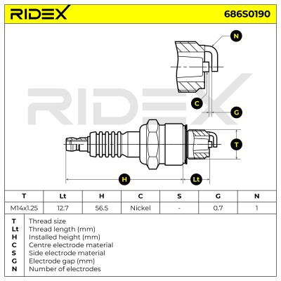 Spark Plug RIDEX 686S0190 686S0190 - photo 5