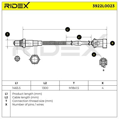 Lambda (Oxygen) Sensor RIDEX 3922L0023 3922L0023 - photo 5