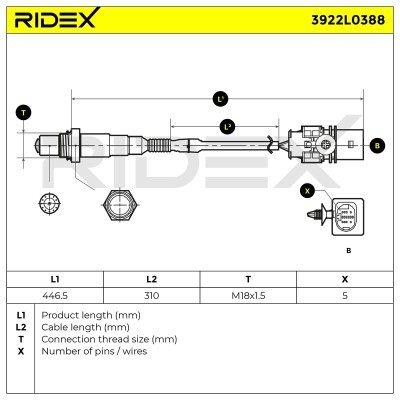 Lambda (Oxygen) Sensor RIDEX 3922L0388 3922L0388 - photo 6