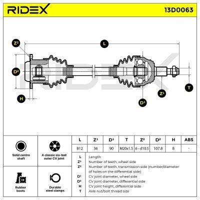 Drive Shaft RIDEX 13D0063 13D0063 - photo 6