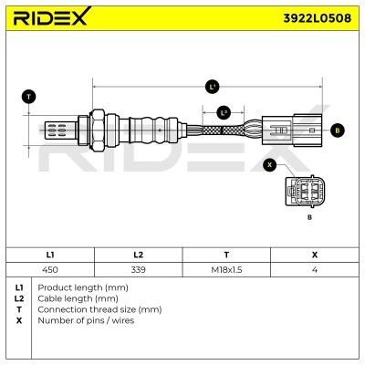 Lambda (Oxygen) Sensor RIDEX 3922L0508 3922L0508 - photo 6