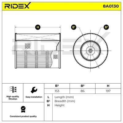 Air Filter RIDEX 8A0130 8A0130 - photo 6