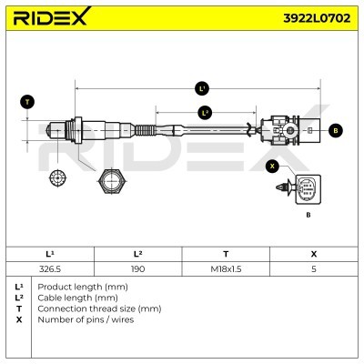Lambda (Oxygen) Sensor RIDEX 3922L0702 3922L0702 - photo 6