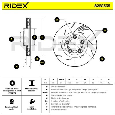 Brake Disc RIDEX 82B1335 82B1335 - photo 6
