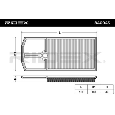 Air Filter RIDEX 8A0045 8A0045 - photo 3