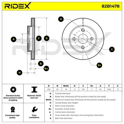 Brake Disc RIDEX 82B1478 82B1478 - photo 9
