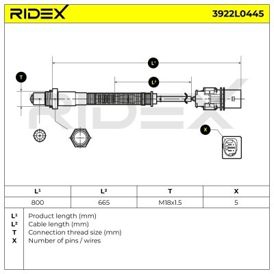 Lambda (Oxygen) Sensor RIDEX 3922L0445 3922L0445 - photo 6