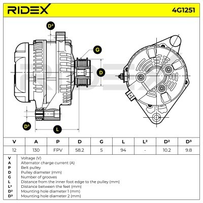 Alternator RIDEX 4G1251 4G1251 - photo 7