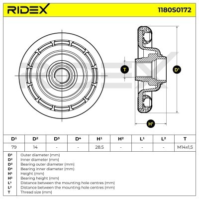 Strut Support Bearing Front RIDEX 1180S0172 1180S0172 - photo 5