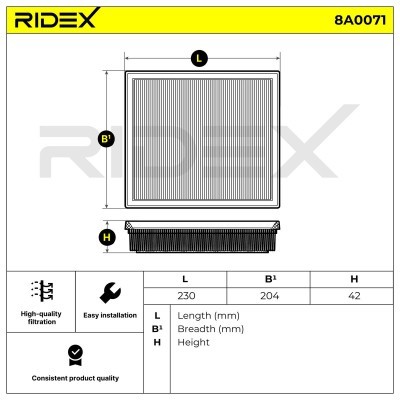 Air Filter RIDEX 8A0071 8A0071 - photo 6