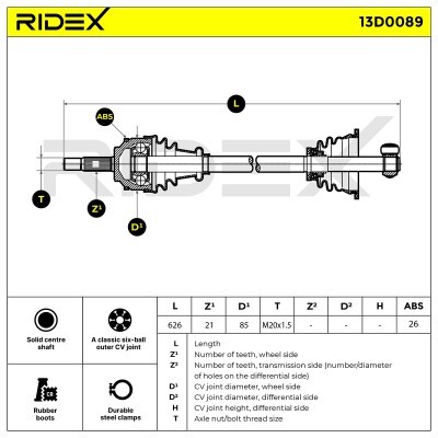Drive Shaft RIDEX 13D0089 13D0089 - photo 6