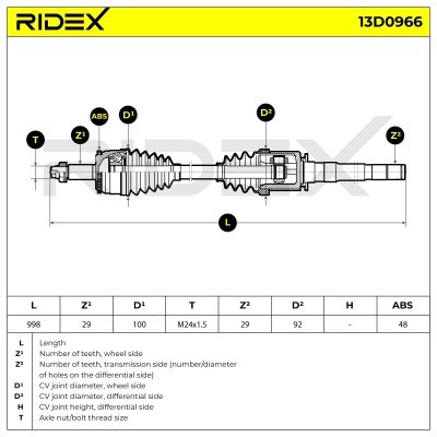 Drive Shaft RIDEX 13D0966 13D0966 - photo 7