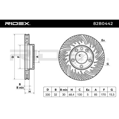 Brake Disc RIDEX 82B0442 82B0442 - photo 3