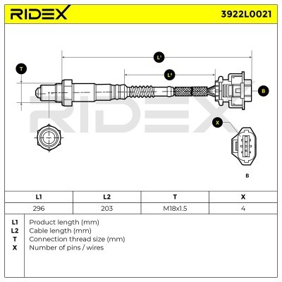 Lambda (Oxygen) Sensor RIDEX 3922L0021 3922L0021 - photo 10