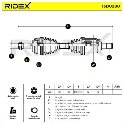 Drive Shaft RIDEX 13D0280 13D0280 - photo 7