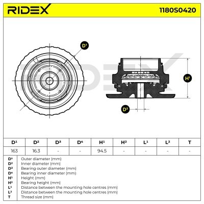 Strut Support Bearing Front RIDEX 1180S0420 1180S0420 - photo 6