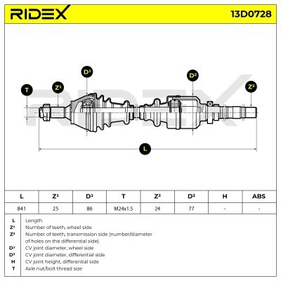 Drive Shaft RIDEX 13D0728 13D0728 - photo 7