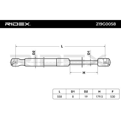 Gas Spring, boot-/cargo area RIDEX 219G0058 219G0058 - photo 7