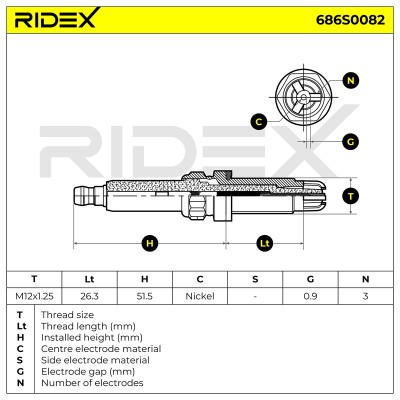 Spark Plug RIDEX 686S0082 686S0082 - photo 5
