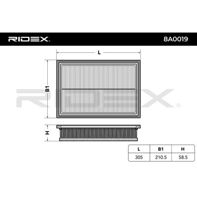 Air Filter RIDEX 8A0019 8A0019 - photo 6