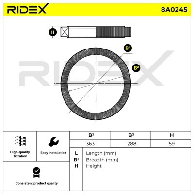 Air Filter RIDEX 8A0245 8A0245 - photo 3