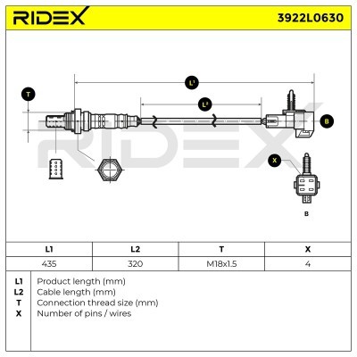 Lambda (Oxygen) Sensor RIDEX 3922L0630 3922L0630 - photo 6
