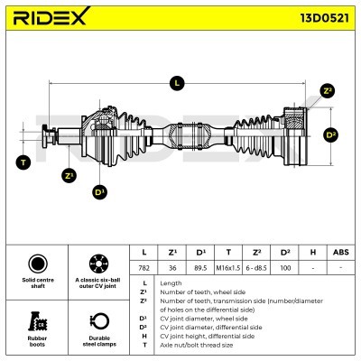 Drive Shaft RIDEX 13D0521 13D0521 - photo 6
