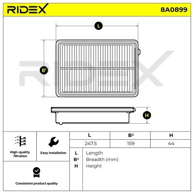 Air Filter RIDEX 8A0899 8A0899 - photo 6