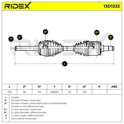 Drive Shaft RIDEX 13D1232 13D1232 - photo 7