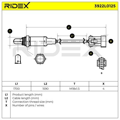 Lambda (Oxygen) Sensor RIDEX 3922L0125 3922L0125 - photo 6