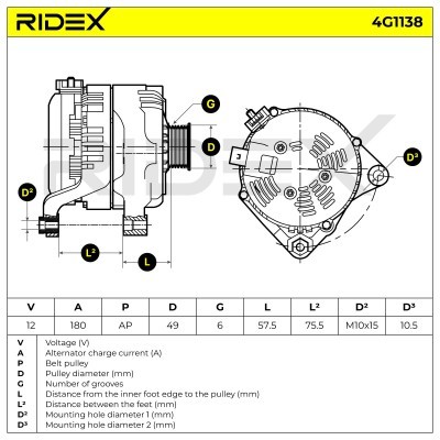 Alternator RIDEX 4G1138 4G1138 - photo 7