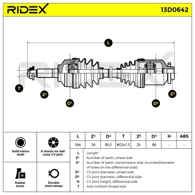 Drive Shaft RIDEX 13D0642 13D0642 - photo 6
