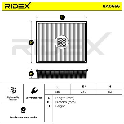 Air Filter RIDEX 8A0666 8A0666 - photo 5