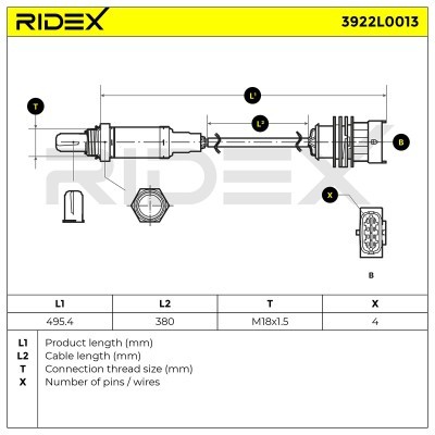 Lambda (Oxygen) Sensor RIDEX 3922L0013 3922L0013 - photo 6