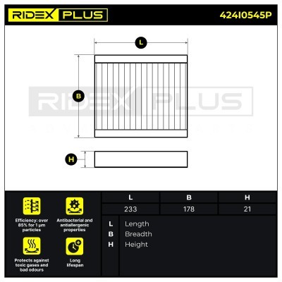 Cabin Air Filter RIDEX 424I0545P 424I0545P - photo 7