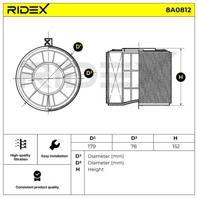 Air Filter RIDEX 8A0812 8A0812 - photo 7