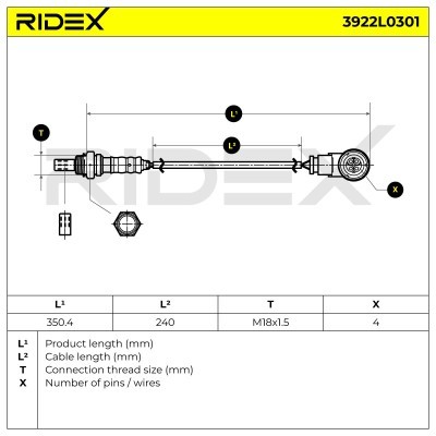 Lambda (Oxygen) Sensor RIDEX 3922L0301 3922L0301 - photo 6