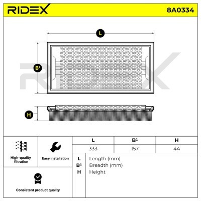 Air Filter RIDEX 8A0334 8A0334 - photo 6