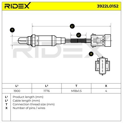 Lambda (Oxygen) Sensor RIDEX 3922L0152 3922L0152 - photo 6