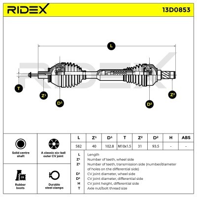 Drive Shaft RIDEX 13D0853 13D0853 - photo 6