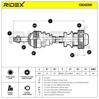 Drive Shaft RIDEX 13D0391 13D0391 - photo 7