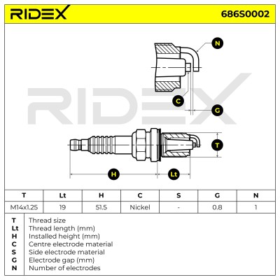 Spark Plug RIDEX 686S0002 686S0002 - photo 6