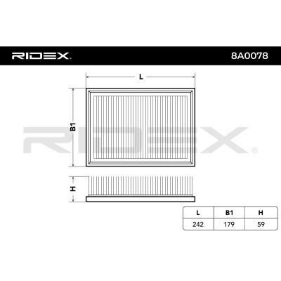 Air Filter RIDEX 8A0078 8A0078 - photo 3