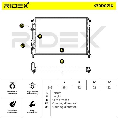 Radiator, Engine Cooling RIDEX 470R0716 470R0716 - photo 7