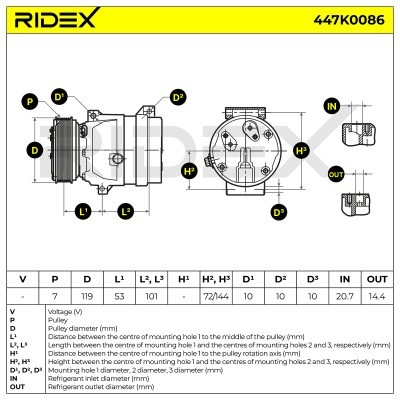 Compressor, Air Conditioning OPEL Vivaro A Van 447K0086 - photo 7