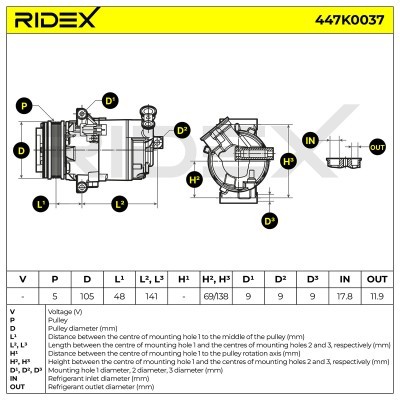 Compressor, Air Conditioning 447K0037 - photo 8