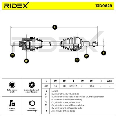 Drive Shaft RIDEX 13D0829 13D0829 - photo 7