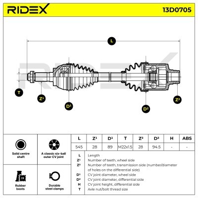 Drive Shaft RIDEX 13D0705 13D0705 - photo 7